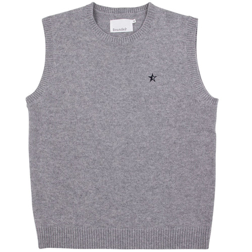 Knitted Vest Mid Grey Melange - 2025